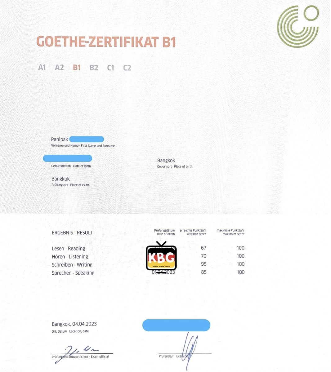 คุณพยาบาลไหม  (B1 Intensivkurs + ติวสอบ Goethe B1)